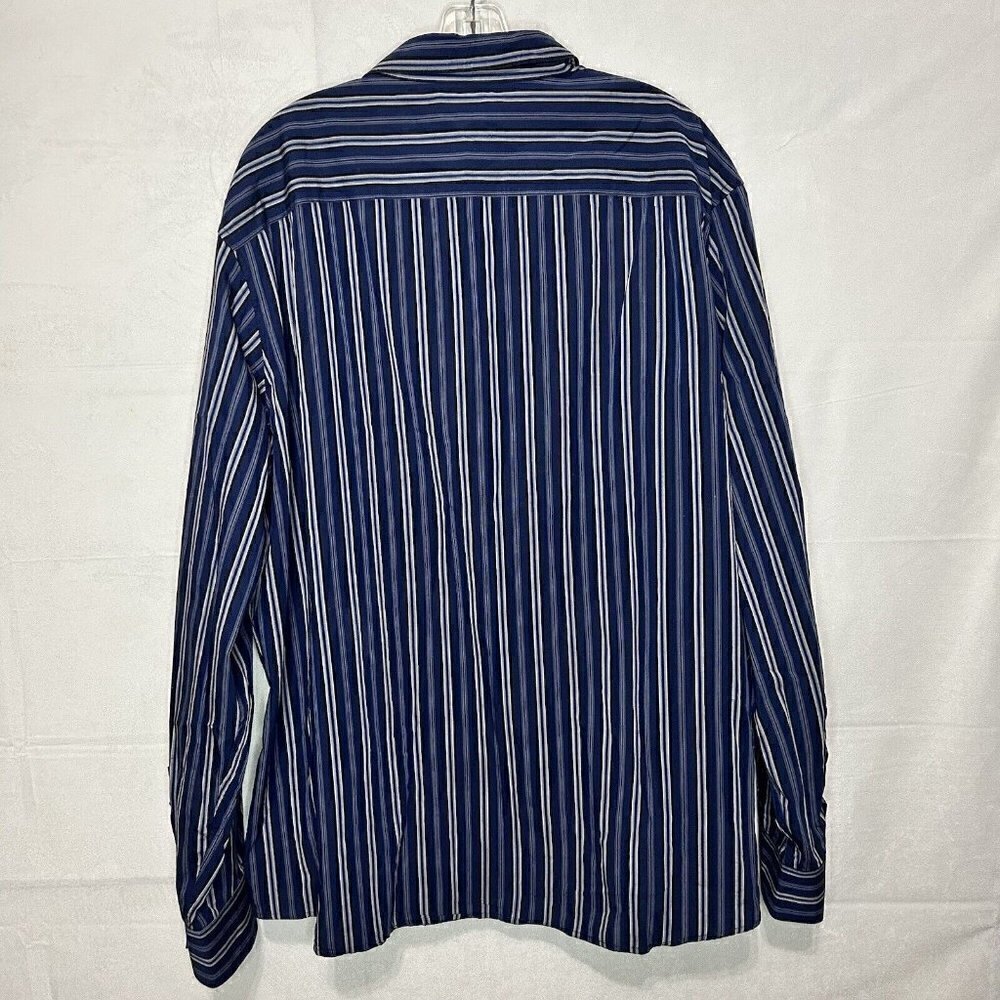 Claiborne Men's Button-Down Shirt Long Sleeve Blue Striped Size XXL - Picture 5 of 5